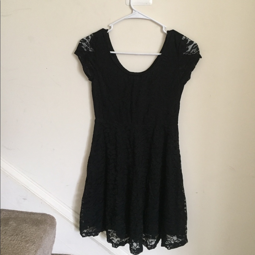 WetSeal Black Stretchy Floral Dress